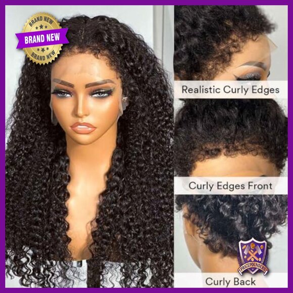Human Hair 360 Lace Front Wig 18in Deep Curly Pre-Plucked Glueless main image 6
